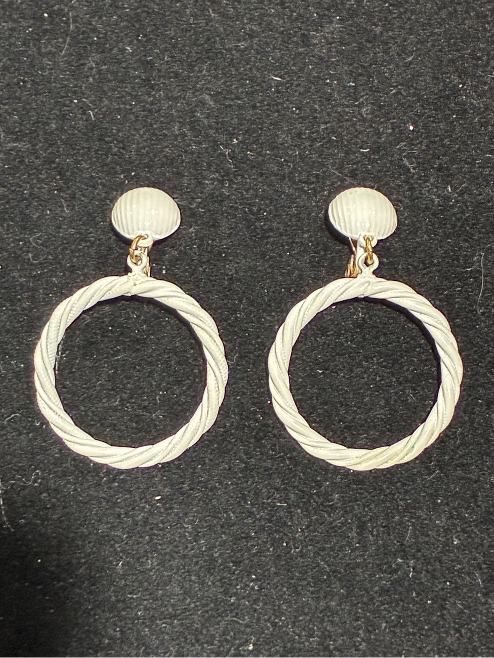Vintage 1970s Monet White Enamel Earrings